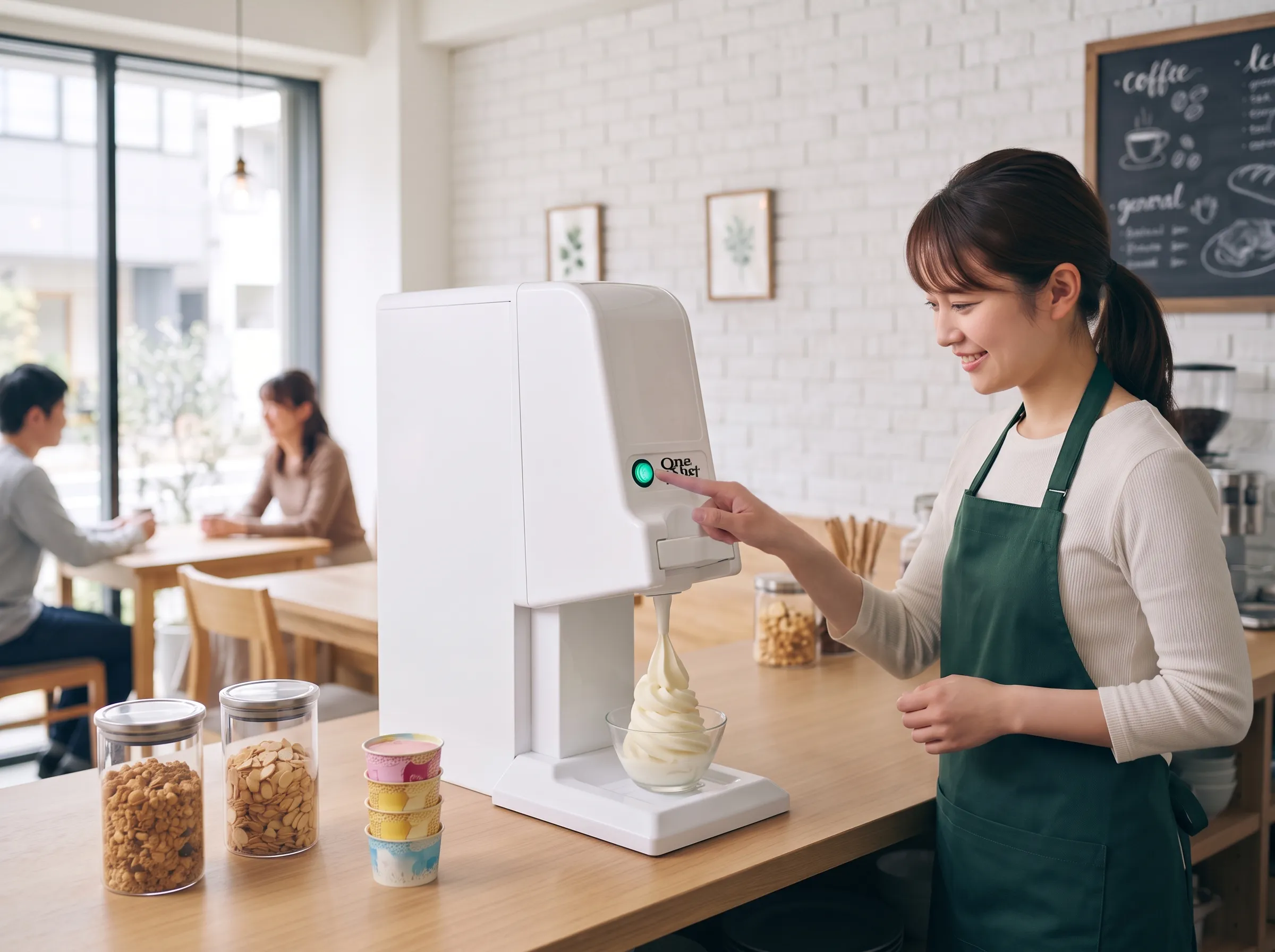 店舗で専用機械を操作するスタッフ